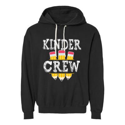 Kinder Crew Fun Kindergarten Squad Teacher 1st Day of School Garment-Dyed Fleece Hoodie