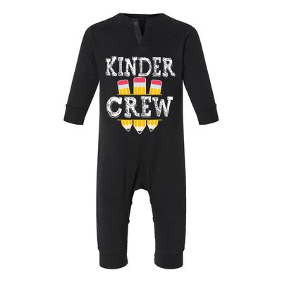 Kinder Crew Fun Kindergarten Squad Teacher 1st Day of School Infant Fleece One Piece