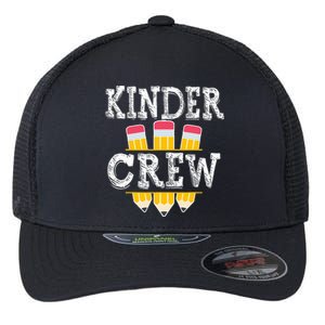 Kinder Crew Fun Kindergarten Squad Teacher 1st Day of School Flexfit Unipanel Trucker Cap