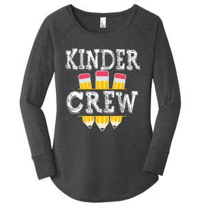 Kinder Crew Fun Kindergarten Squad Teacher 1st Day of School Women's Perfect Tri Tunic Long Sleeve Shirt