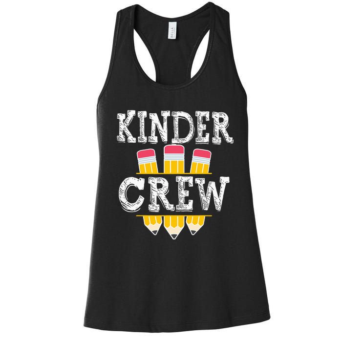 Kinder Crew Fun Kindergarten Squad Teacher 1st Day of School Women's Racerback Tank