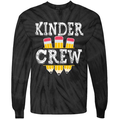 Kinder Crew Fun Kindergarten Squad Teacher 1st Day of School Tie-Dye Long Sleeve Shirt