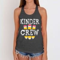 Kinder Crew Fun Kindergarten Squad Teacher 1st Day of School Women's Knotted Racerback Tank