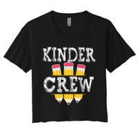 Kinder Crew Fun Kindergarten Squad Teacher 1st Day of School Women's Crop Top Tee