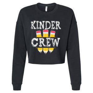 Kinder Crew Fun Kindergarten Squad Teacher 1st Day of School Cropped Pullover Crew