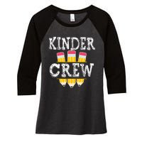 Kinder Crew Fun Kindergarten Squad Teacher 1st Day of School Women's Tri-Blend 3/4-Sleeve Raglan Shirt