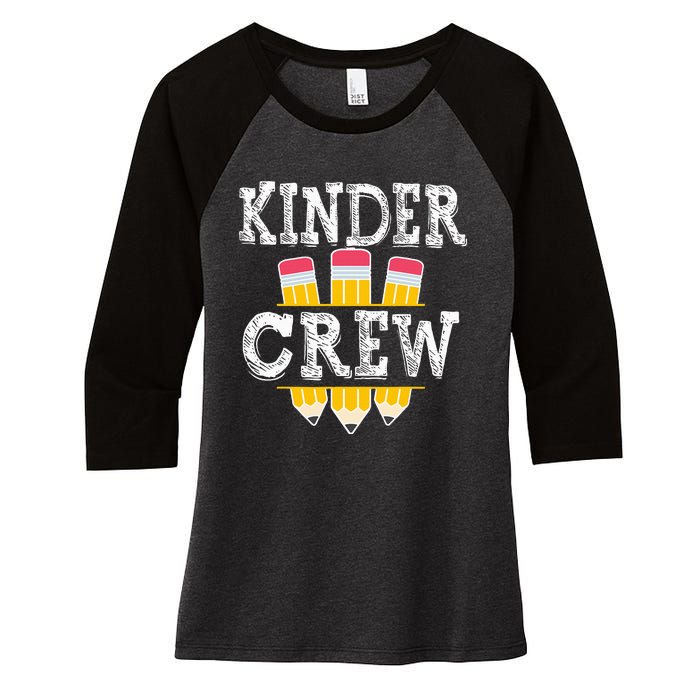 Kinder Crew Fun Kindergarten Squad Teacher 1st Day of School Women's Tri-Blend 3/4-Sleeve Raglan Shirt