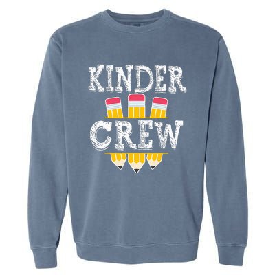 Kinder Crew Fun Kindergarten Squad Teacher 1st Day of School Garment-Dyed Sweatshirt