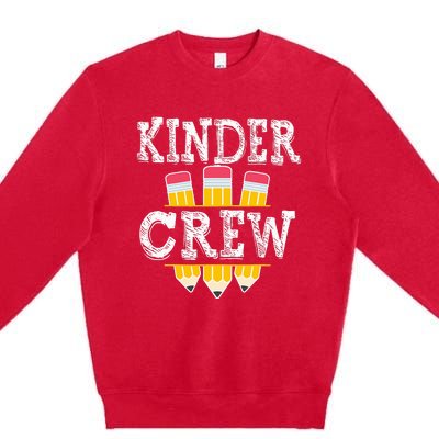 Kinder Crew Fun Kindergarten Squad Teacher 1st Day of School Premium Crewneck Sweatshirt