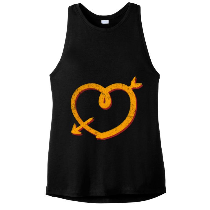 Kansas City Football Team Colors Heart Sports Fan Ladies PosiCharge Tri-Blend Wicking Tank