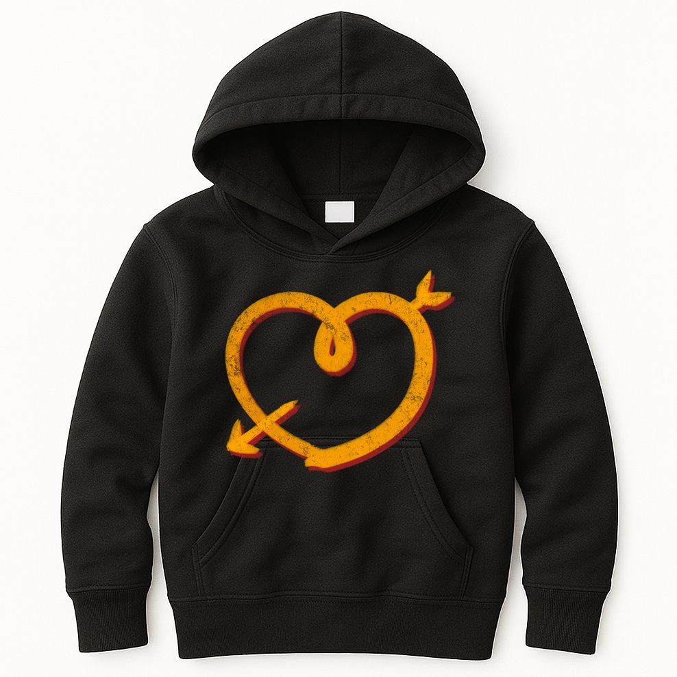 Kansas City Football Team Colors Heart Sports Fan Kids Hoodie