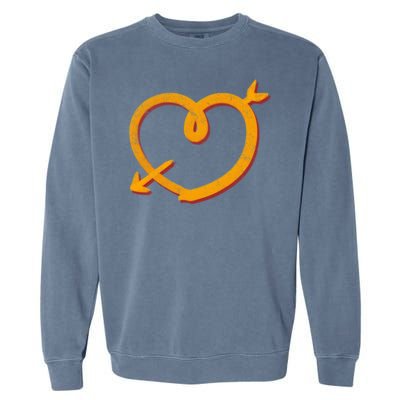 Kansas City Football Team Colors Heart Sports Fan Garment-Dyed Sweatshirt