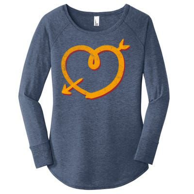 Kansas City Football Team Colors Heart Sports Fan Women's Perfect Tri Tunic Long Sleeve Shirt