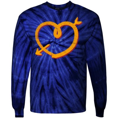 Kansas City Football Team Colors Heart Sports Fan Tie-Dye Long Sleeve Shirt