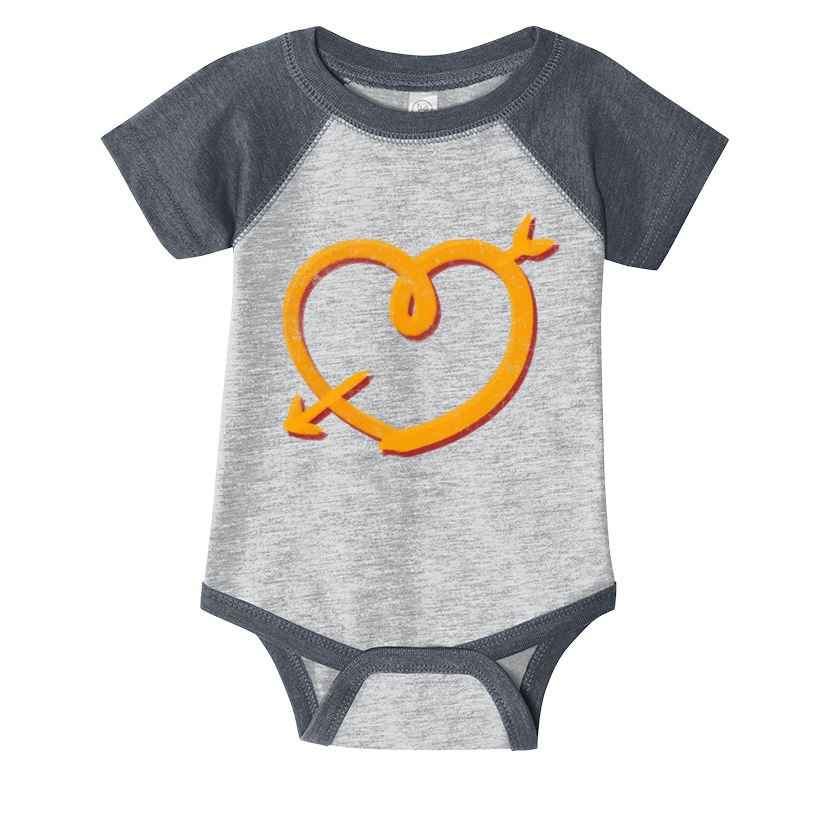 Kansas City Football Team Colors Heart Sports Fan Infant Baby Jersey Bodysuit