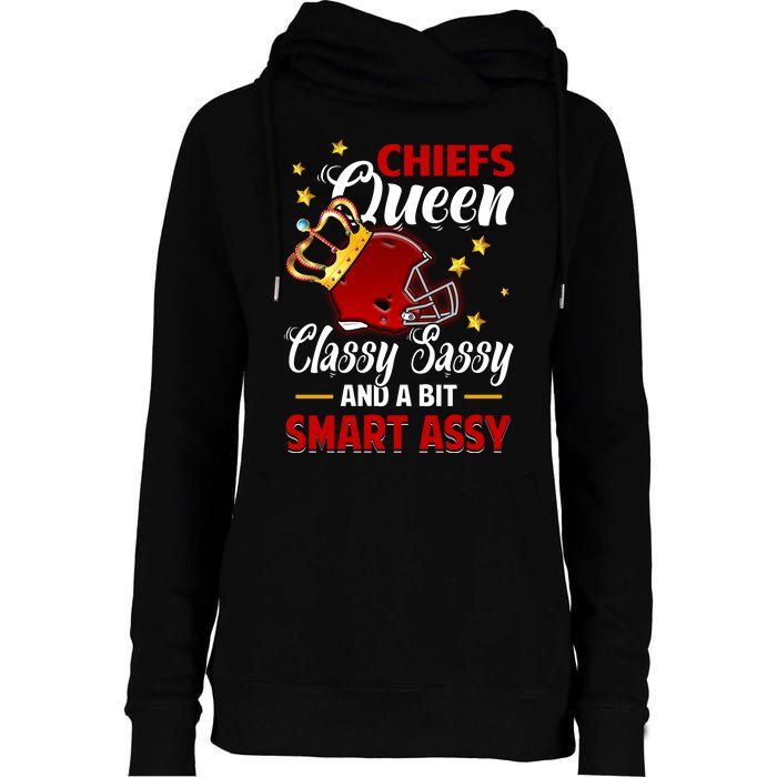 Kansas City Football Queen Classy Sassy And A Bit Smart Assy Womens Funnel Neck Pullover Hood