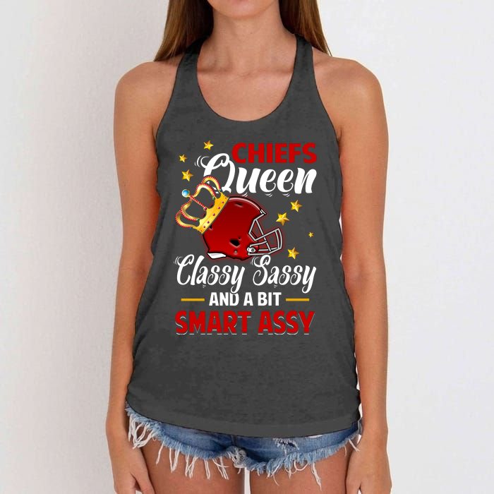 Kansas City Football Queen Classy Sassy And A Bit Smart Assy Women's Knotted Racerback Tank