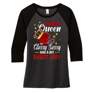 Kansas City Football Queen Classy Sassy And A Bit Smart Assy Women's Tri-Blend 3/4-Sleeve Raglan Shirt