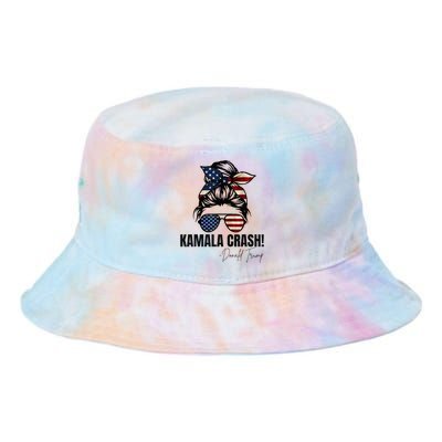 Kamala Crash Funny Trump 2024 Quotes Messy Bun Us Flag Tie Dye Newport Bucket Hat