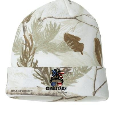 Kamala Crash Funny Trump 2024 Quotes Messy Bun Us Flag Kati Licensed 12" Camo Beanie