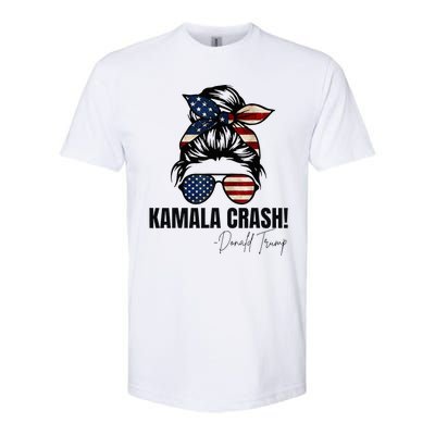 Kamala Crash Funny Trump 2024 Quotes Messy Bun Us Flag Softstyle® CVC T-Shirt