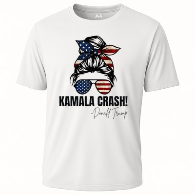 Kamala Crash Funny Trump 2024 Quotes Messy Bun Us Flag Cooling Performance Crew T-Shirt