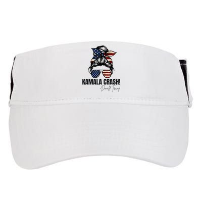 Kamala Crash Funny Trump 2024 Quotes Messy Bun Us Flag Adult Drive Performance Visor