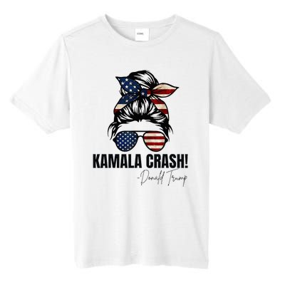 Kamala Crash Funny Trump 2024 Quotes Messy Bun Us Flag Tall Fusion ChromaSoft Performance T-Shirt