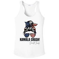 Kamala Crash Funny Trump 2024 Quotes Messy Bun Us Flag Ladies PosiCharge Competitor Racerback Tank