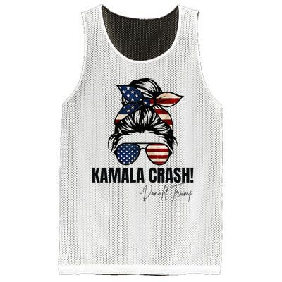 Kamala Crash Funny Trump 2024 Quotes Messy Bun Us Flag Mesh Reversible Basketball Jersey Tank