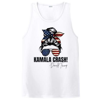 Kamala Crash Funny Trump 2024 Quotes Messy Bun Us Flag PosiCharge Competitor Tank