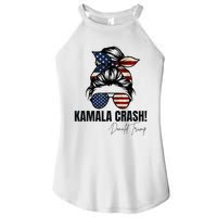 Kamala Crash Funny Trump 2024 Quotes Messy Bun Us Flag Women's Perfect Tri Rocker Tank