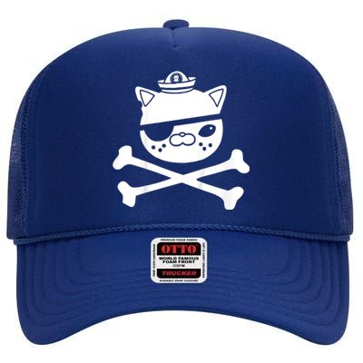 Kwazii Cute Funny Pirate Cat High Crown Mesh Back Trucker Hat