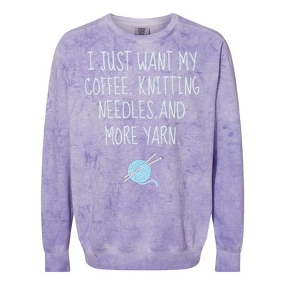 Knitting Coffee Funny Grandma Mom Crocheting Yarn Lover Gift Cute Gift Colorblast Crewneck Sweatshirt