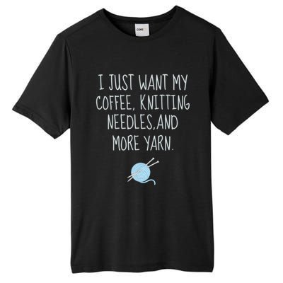 Knitting Coffee Funny Grandma Mom Crocheting Yarn Lover Gift Cute Gift Tall Fusion ChromaSoft Performance T-Shirt