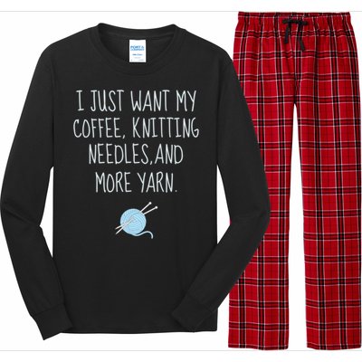 Knitting Coffee Funny Grandma Mom Crocheting Yarn Lover Gift Cute Gift Long Sleeve Pajama Set