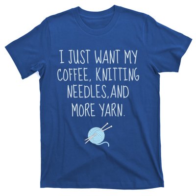 Knitting Coffee Funny Grandma Mom Crocheting Yarn Lover Gift Cute Gift T-Shirt