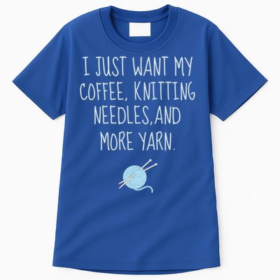 Knitting Coffee Funny Grandma Mom Crocheting Yarn Lover Gift Cute Gift Tall T-Shirt