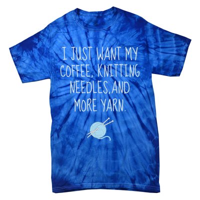 Knitting Coffee Funny Grandma Mom Crocheting Yarn Lover Gift Cute Gift Tie-Dye T-Shirt