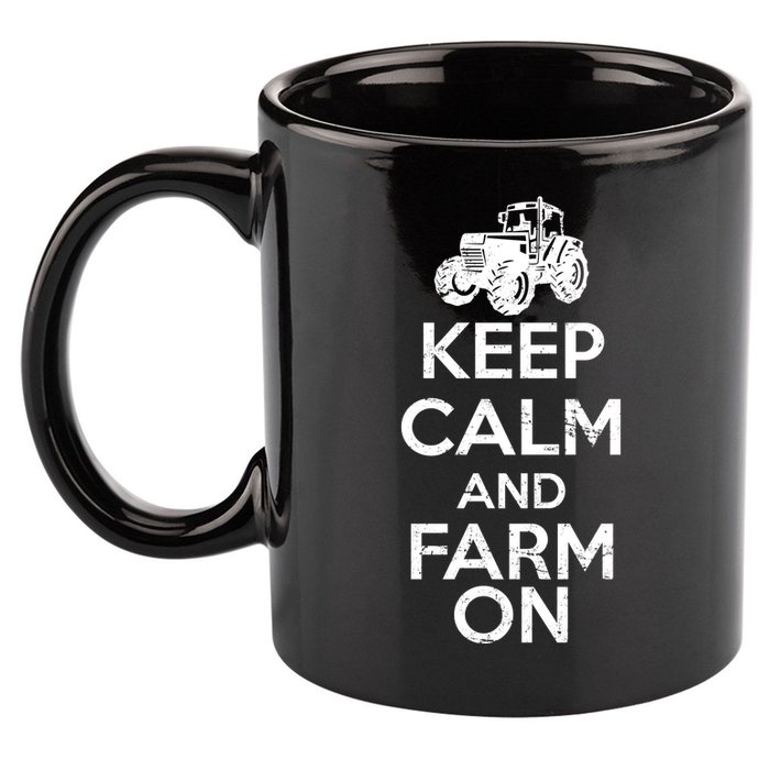 Keep Calm And Farm On 11oz C Handle Ceramic Mug
