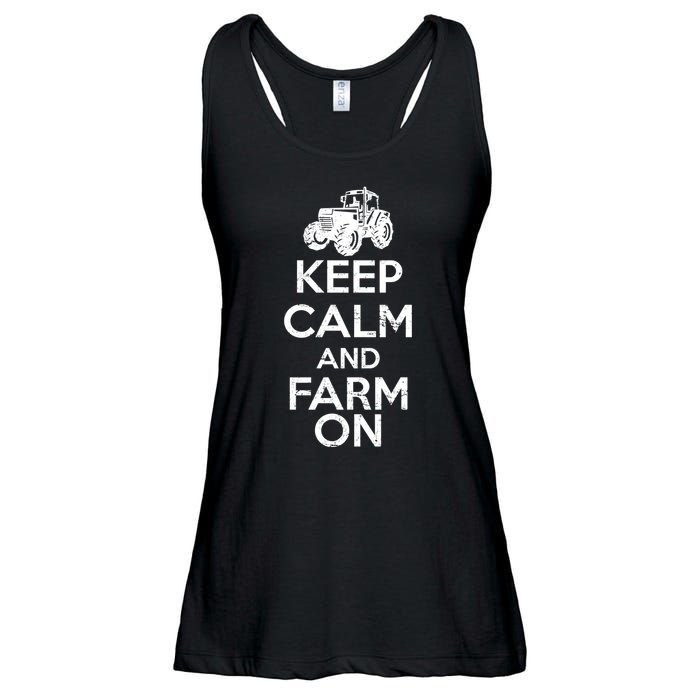 Keep Calm And Farm On Ladies Essential Flowy Tank