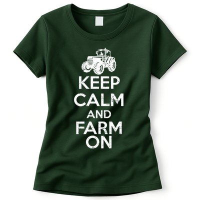 Keep Calm And Farm On Womens T-Shirt