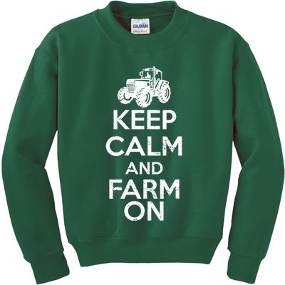 Keep Calm And Farm On Kids Sweatshirt