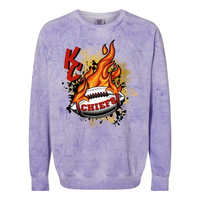 Kansas City Football Chiefs Final On Fire Colorblast Crewneck Sweatshirt