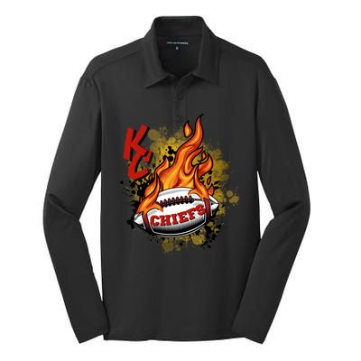 Kansas City Football Chiefs Final On Fire Silk Touch Performance Long Sleeve Polo