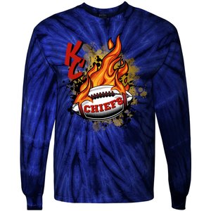 Kansas City Football Chiefs Final On Fire Tie-Dye Long Sleeve Shirt