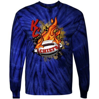 Kansas City Football Chiefs Final On Fire Tie-Dye Long Sleeve Shirt