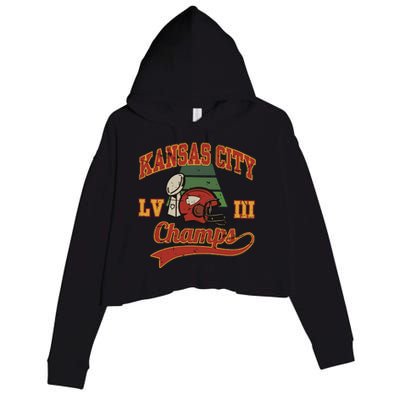 Kansas City Football Champions 2024 Crop Fleece Hoodie