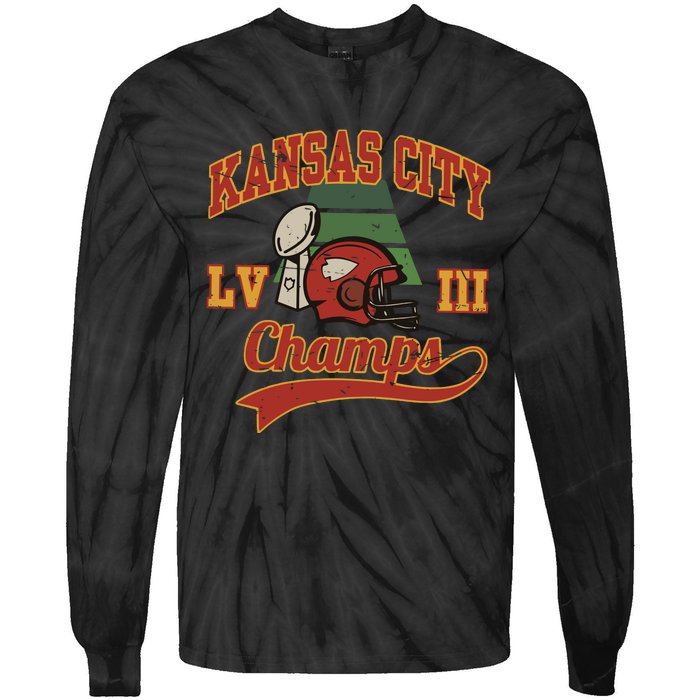 Kansas City Football Champions 2024 Tie-Dye Long Sleeve Shirt