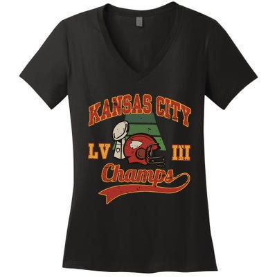 Kansas City Football Champions 2024 Women's V-Neck T-Shirt